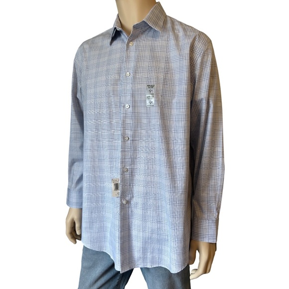 Calvin Klein Dress Shirt Cotton Long Sleeve Steel + Wrinkle Free Regular Fit - Picture 4 of 14